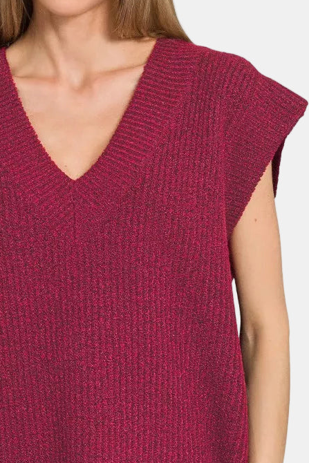 V-Neck Sweater Vest / CABERNET