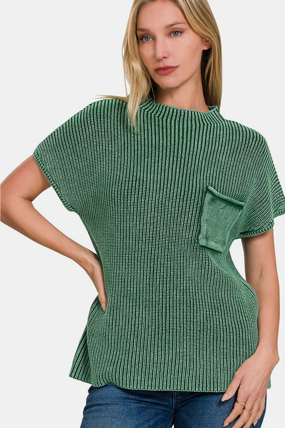 Zenana Short Sleeve Sweater - Mock Neck Sweater - Z Clothing Co.