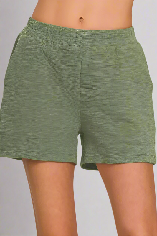 Cotton Slub Short Pants / LT OLIVE