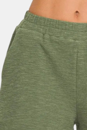 Cotton Slub Short Pants / LT OLIVE