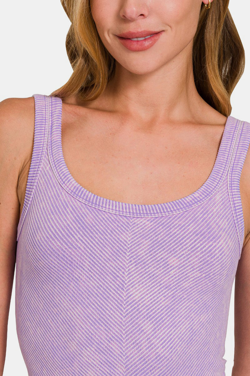 Stone Washed Ribbed Seamless Tank Top