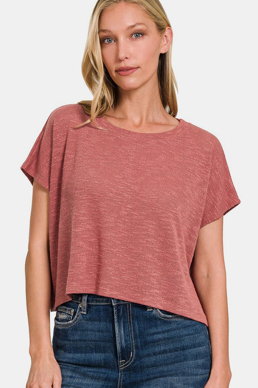 Knit Round Neck Cropped Top