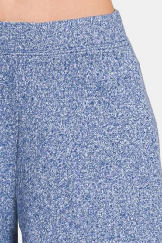 Soft Melange Hacci Elastic Waisted Shorts / LT NAVY