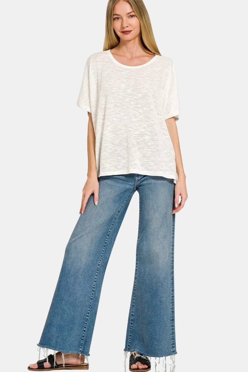 Oversized Slub Hacci Top / WHITE