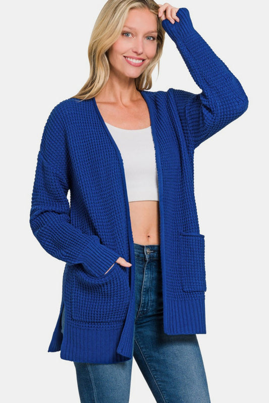 Low Gauge Waffle Open Cardigan Sweater