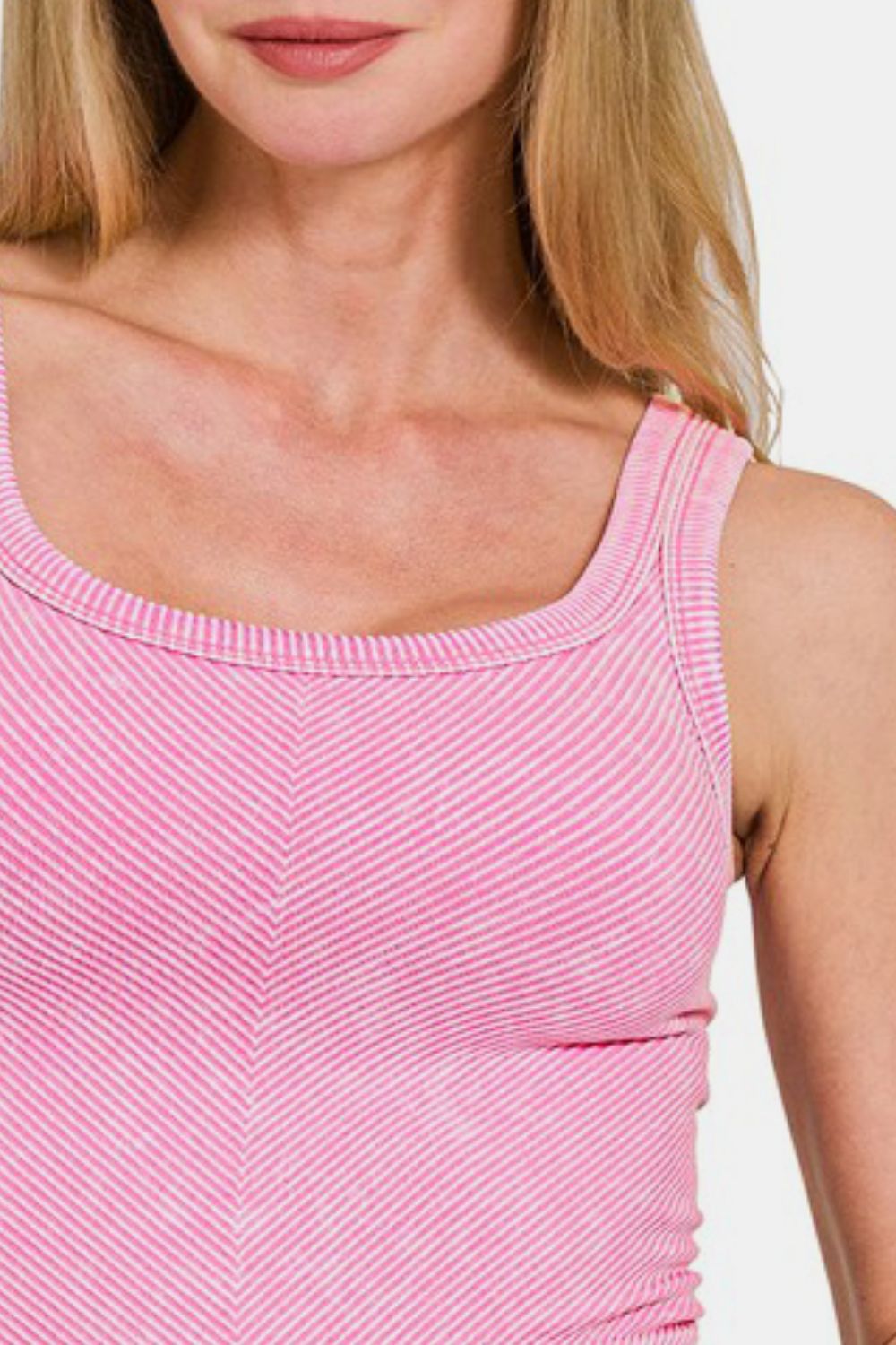 Stone Washed Ribbed Seamless Bra Tank Top