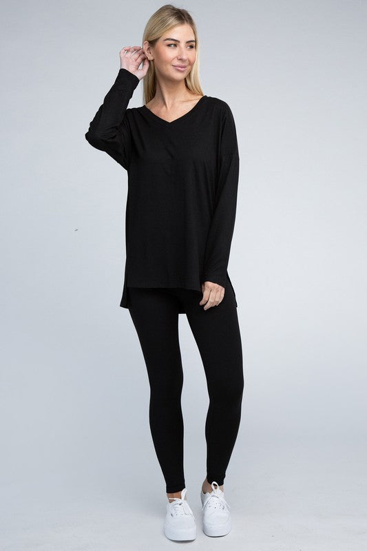 Brushed DTY Microfiber Loungewear Set / BLACK