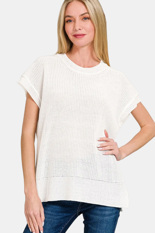 Oversized Crew Neck Sweater Vest / IVORY