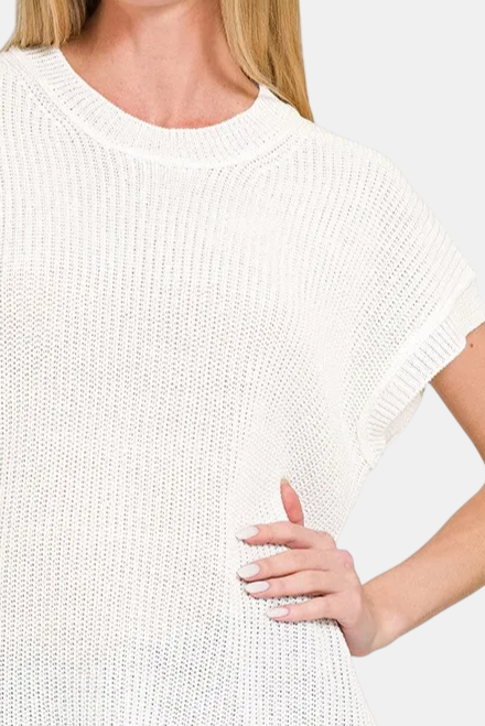 Oversized Crew Neck Sweater Vest / IVORY