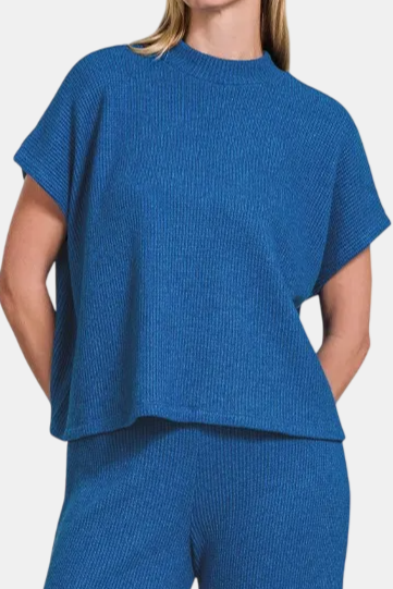 Sweater Boxy Top & Long Pants Set / CLASSIC BLUE