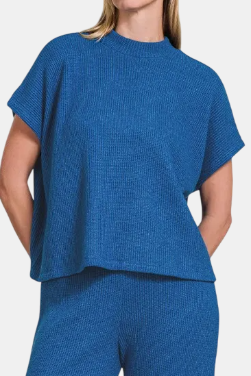 Sweater Boxy Top & Long Pants Set / CLASSIC BLUE