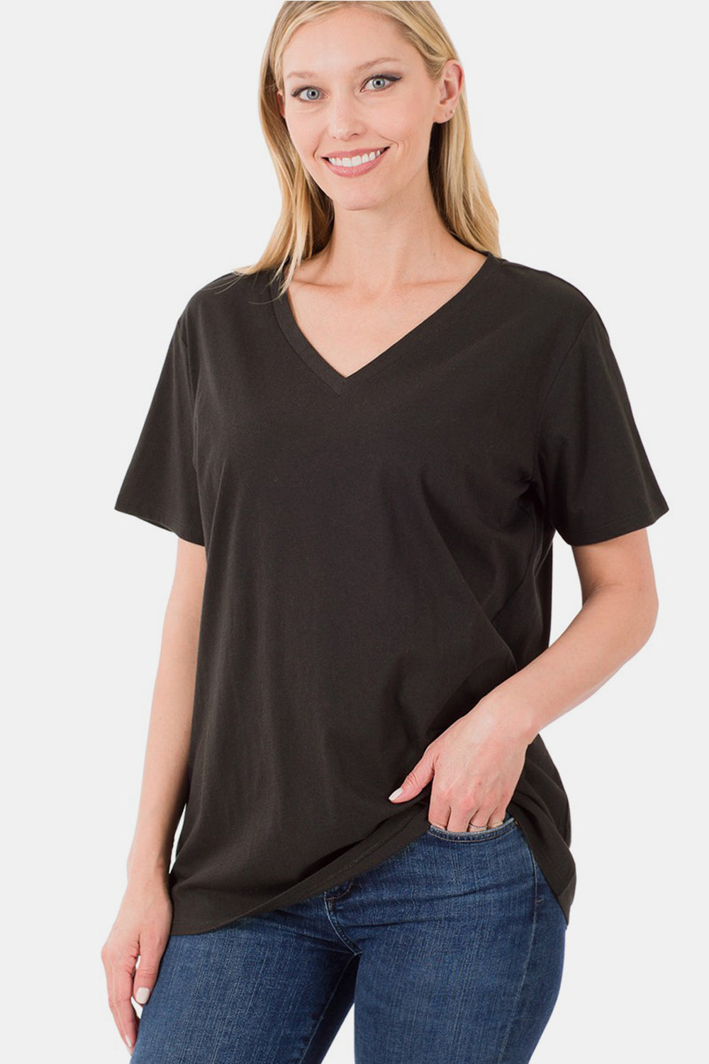 Cotton Short Sleeve V-Neck Tee