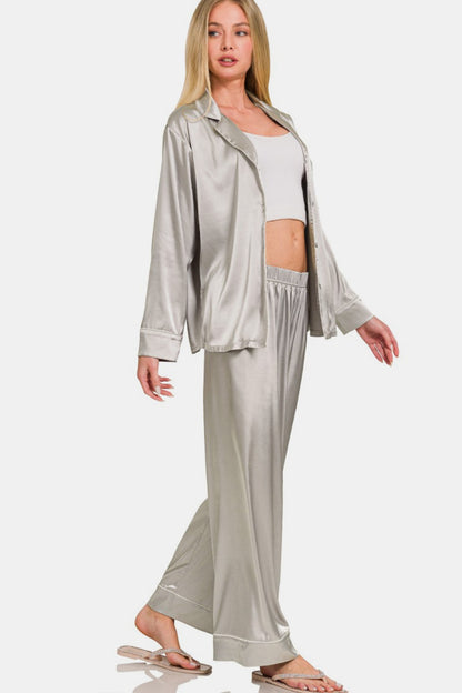 Satin Long Sleeve Pajama Set