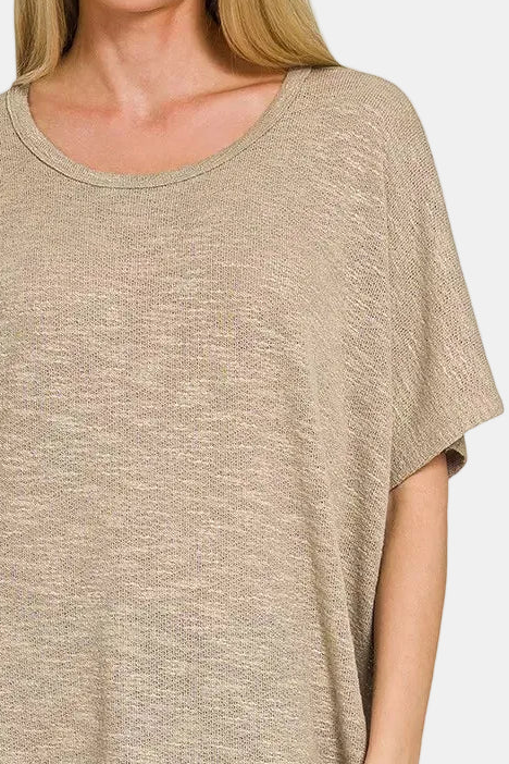 Oversized Slub Hacci Top / ASH MOCHA
