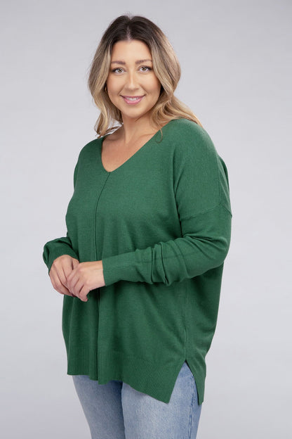 FINAL SALE - Plus Garment Dyed Front Seam Sweater