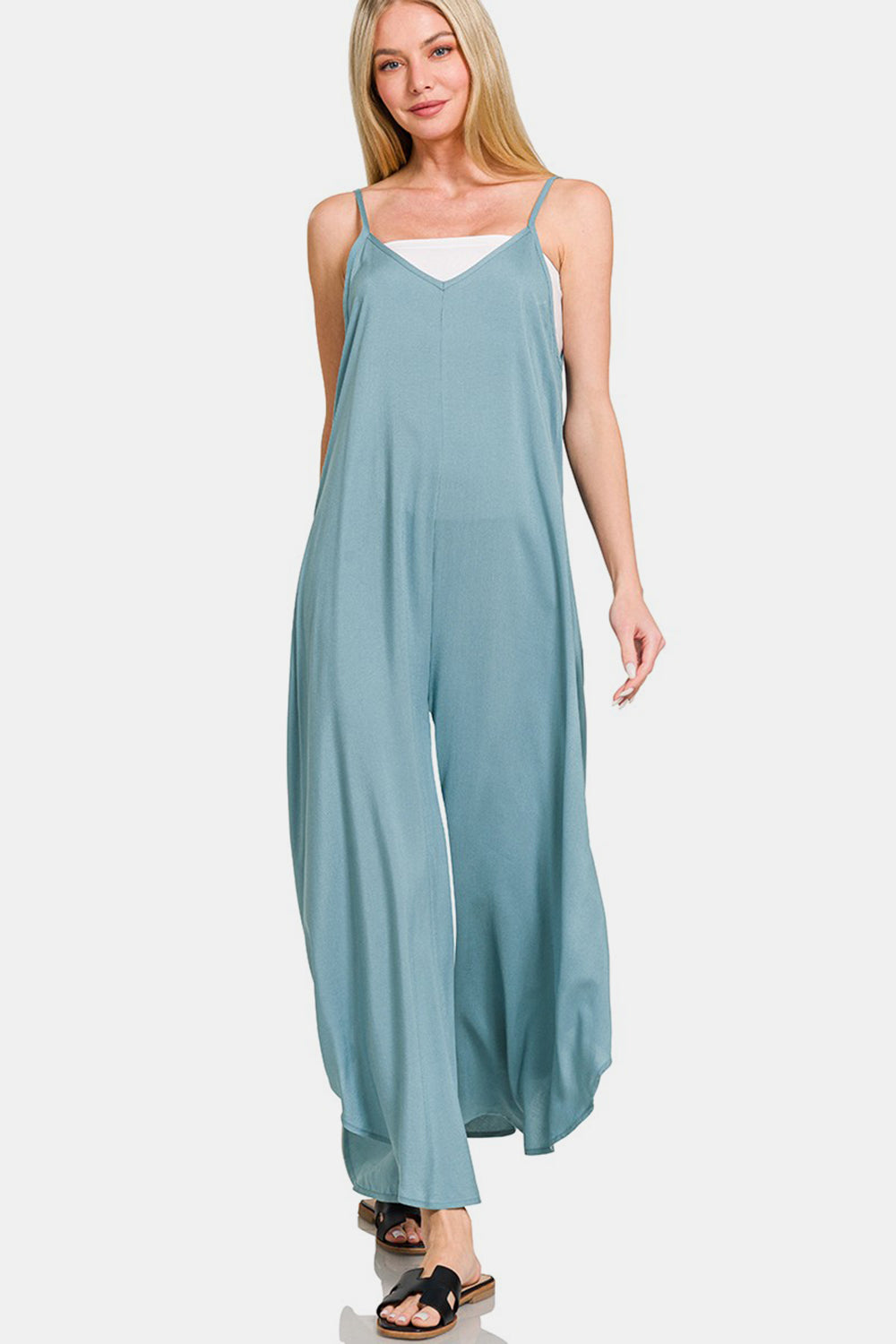 Wide Leg Rayon Challis Jumpsuit