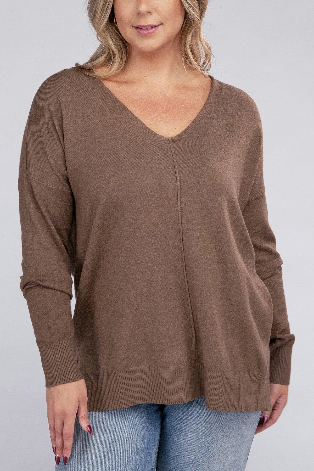 FINAL SALE - Plus Garment Dyed Front Seam Sweater