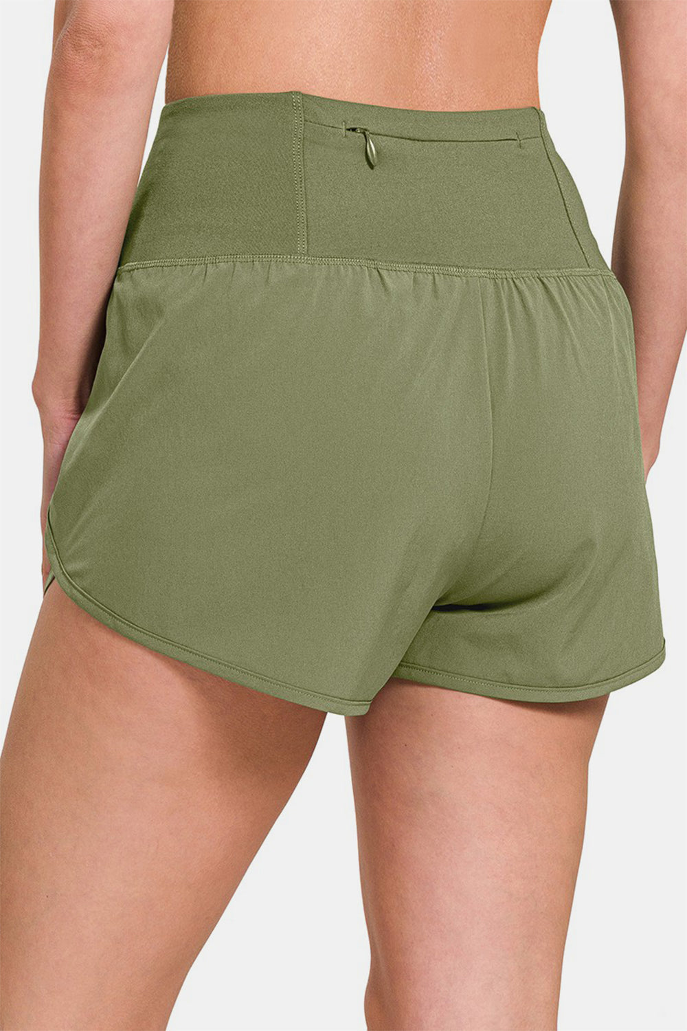 High Waisted Zippered Back Pocket Running Shorts