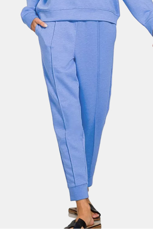 Scuba Mock Neck Pullover & Joggers Set / CORNFLOWER BLUE