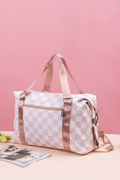 Large Capacity Checkered Travel Duffle Bag