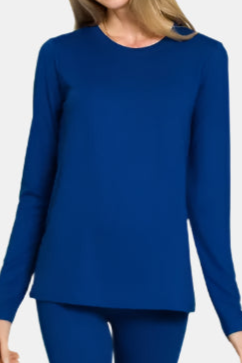 Microfiber Round Neck Top & Leggings Set / LT NAVY