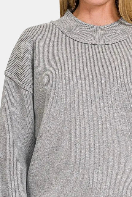 Wide Neckband Drop Shoulder Sweater / H GREY