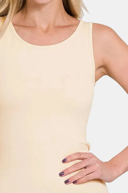 Scoop Neck Seamless Tank Top / SAND BEIGE