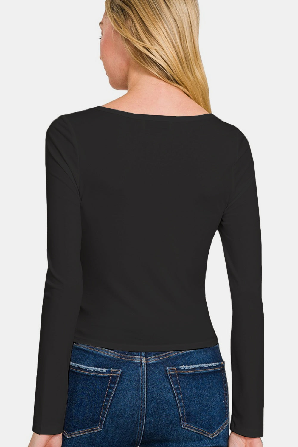 Square Neck Fitted Long Sleeve Tee