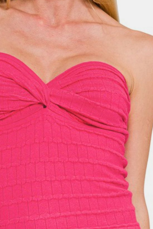 Viscose Sweater Tube Top / HOT PINK