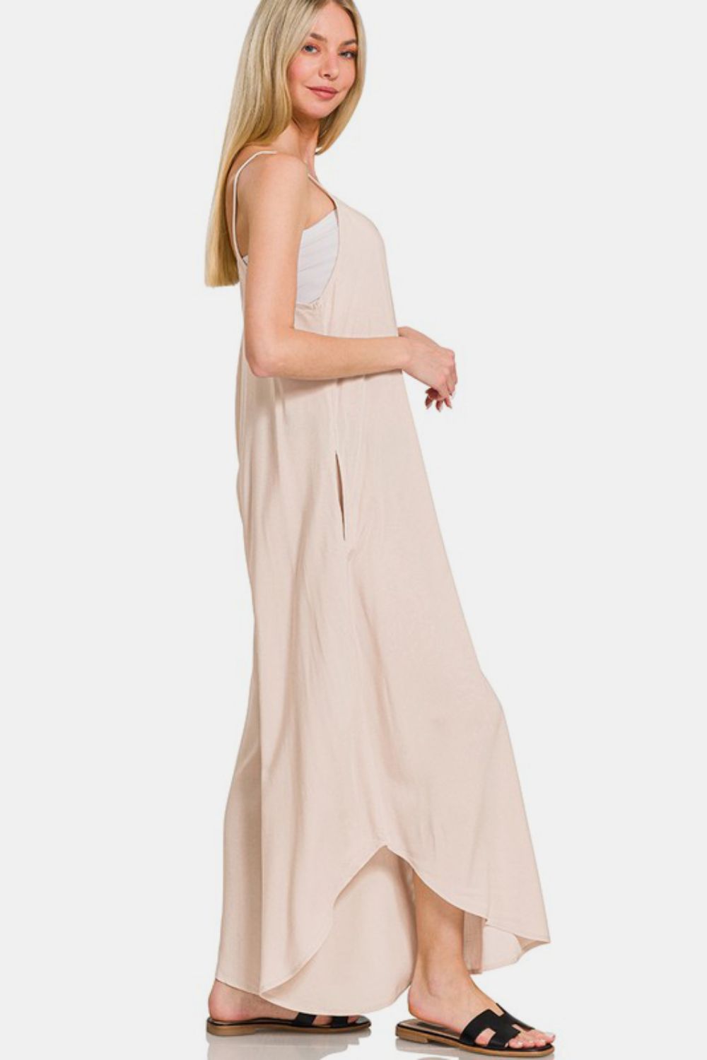 Wide Leg Rayon Challis Jumpsuit