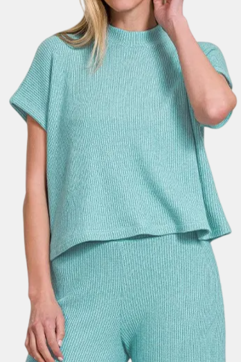 Sweater Boxy Top & Long Pants Set / DUSTY TEAL