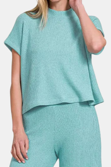 Sweater Boxy Top & Long Pants Set / DUSTY TEAL