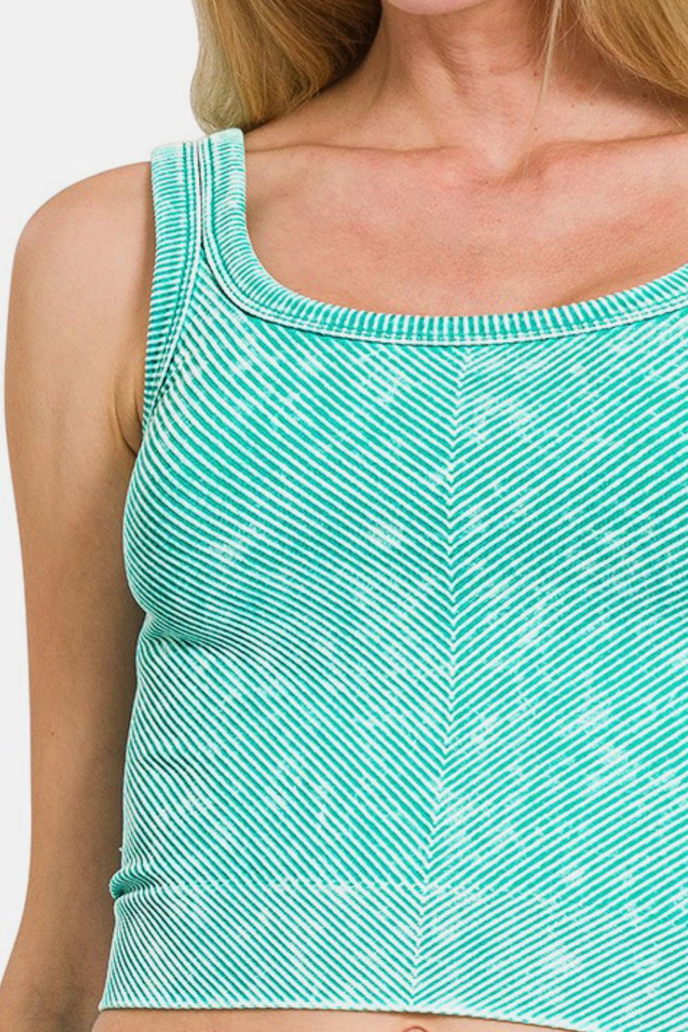 Stone Washed Ribbed Seamless Bra Tank Top