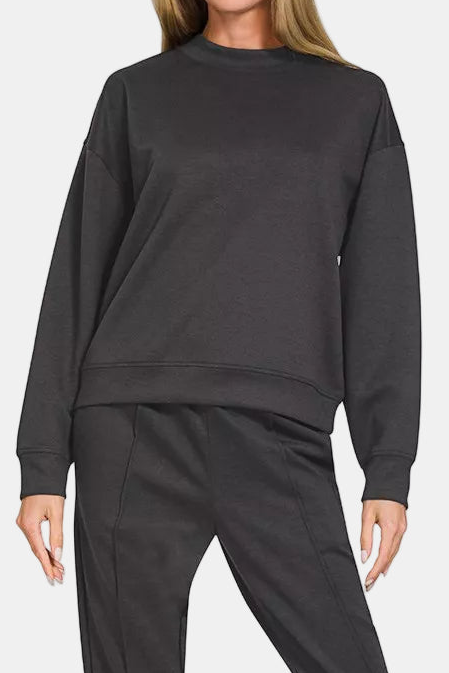 Scuba Mock Neck Pullover & Joggers Set / BLACK