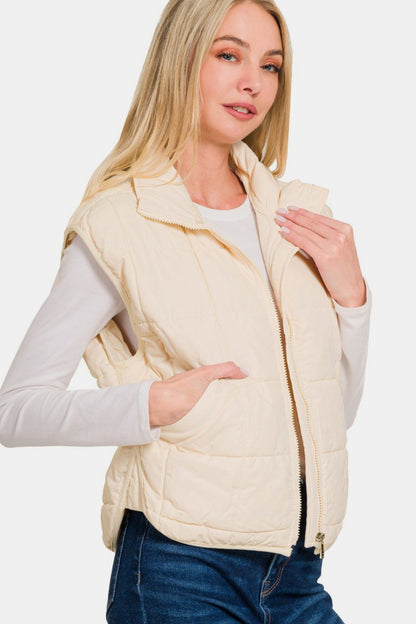 High Neck Puffer Vest