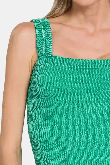 Seamless Textured Stone Washed Tank Top / K GREEN