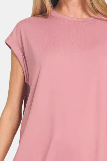 Brushed DTY Microfiber Top & Biker Shorts / LT ROSE