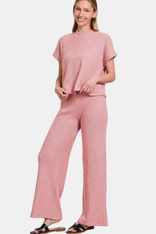Sweater Boxy Top & Long Pants Set / LT ROSE