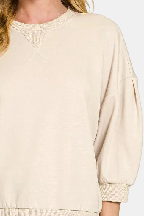 Scuba Dolman Sleeve Pullover / SAND BEIGE