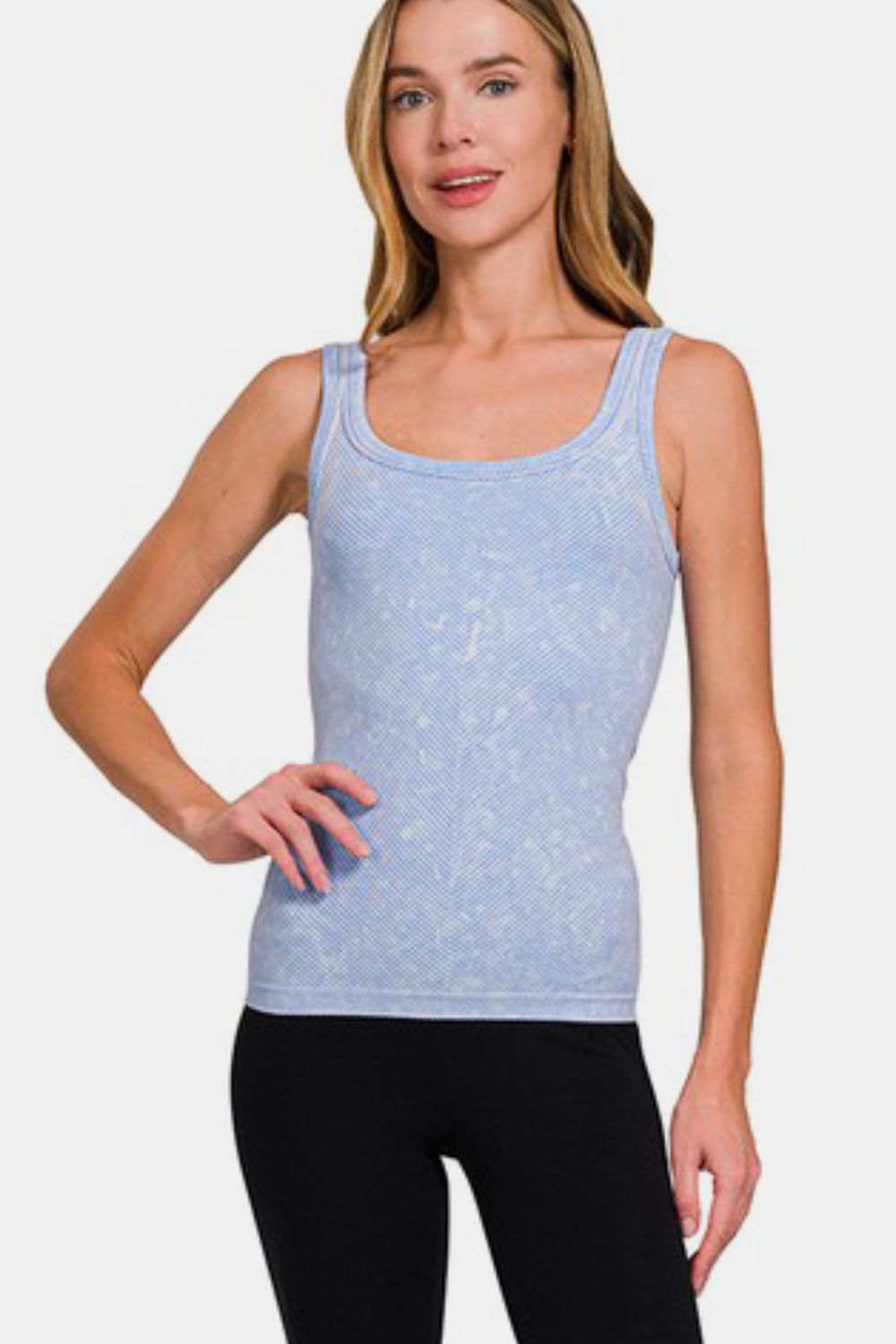 Stone Washed Ribbed Seamless Tank Top