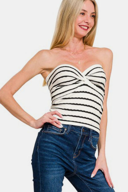 Viscose Striped Sweater Tube Top