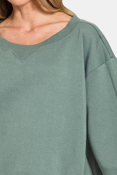 Fleece Boat Neck Sweatshirt / ASH JADE