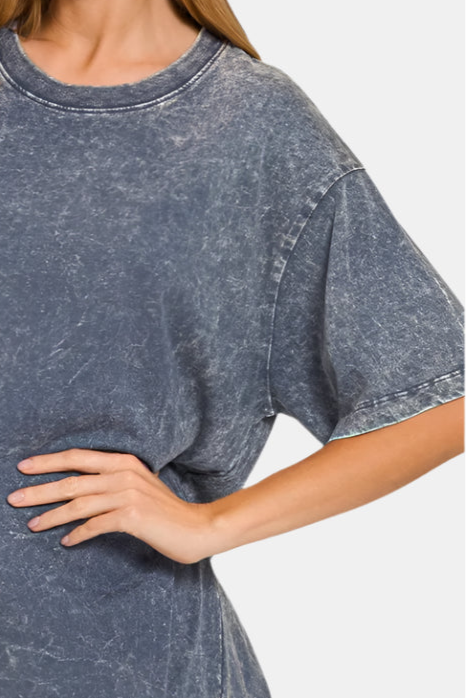 Washed Short Sleeve Top / BLACKBERRY