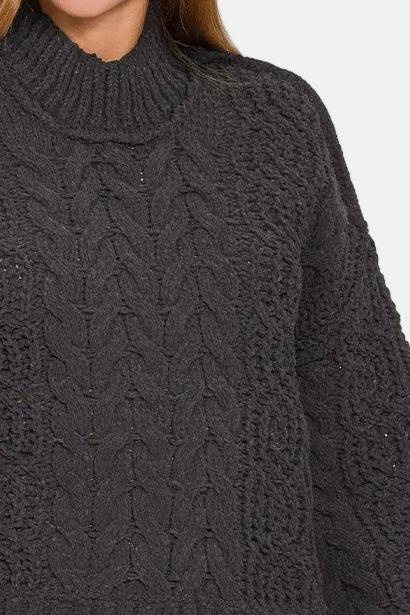 Cable Knit Sweater / BLACK