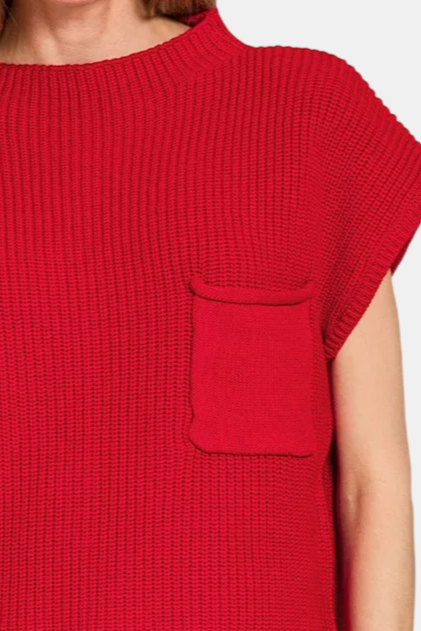 Mock Neck Short Sleeve Sweater / RUBY