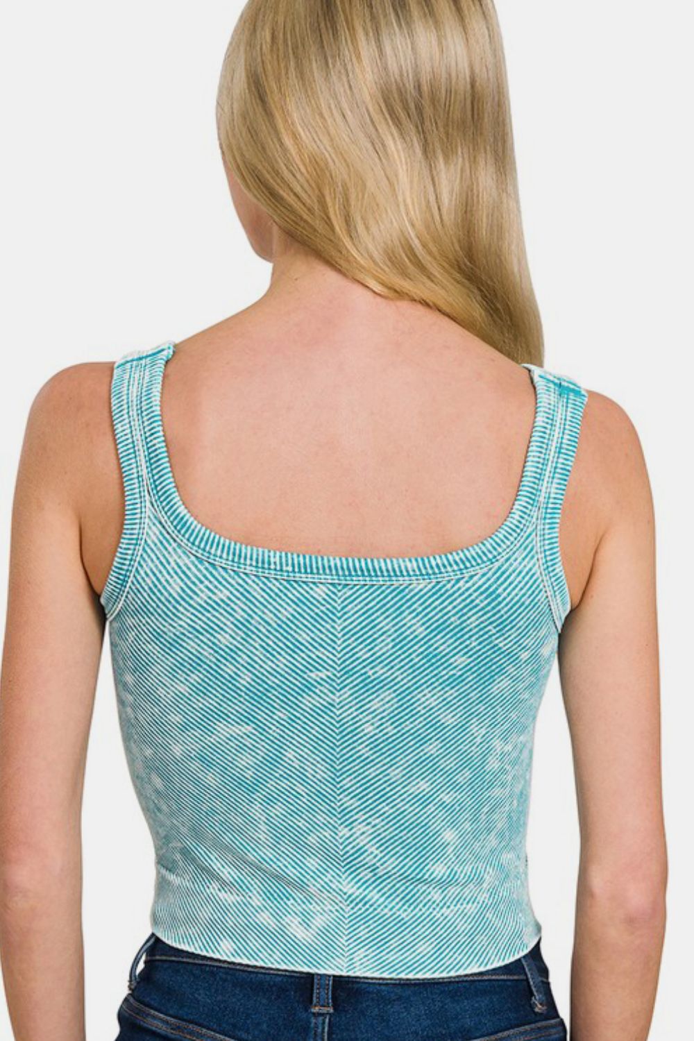 Stone Washed Ribbed Seamless Bra Tank Top