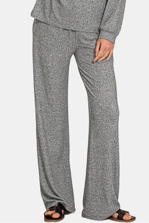 Soft Melange Long Sleeve Tee & Pants Set / BLACK