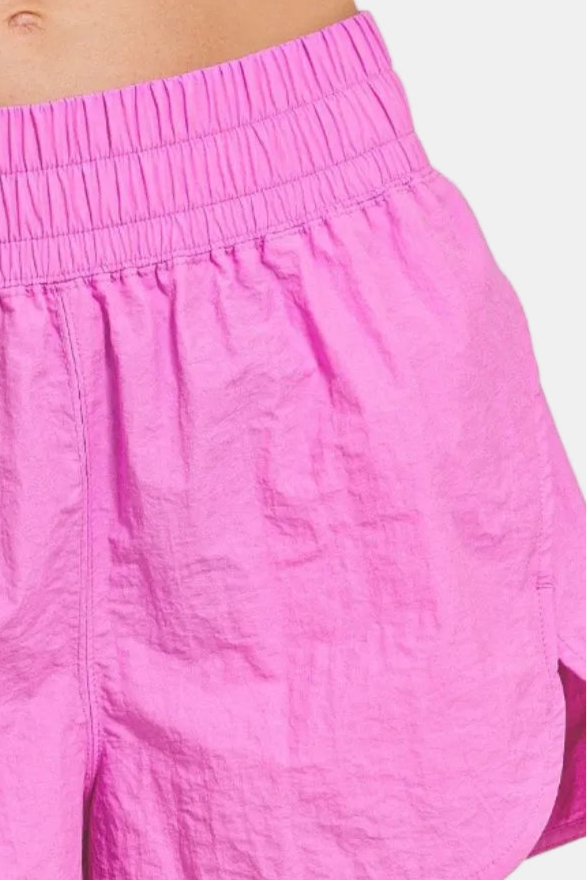 Windbreaker Smocked Waistband Running Shorts / BRIGHT MAUVE