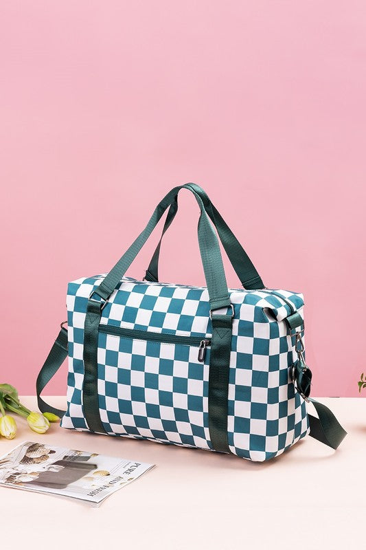 Large Capacity Checkered Travel Duffle Bag