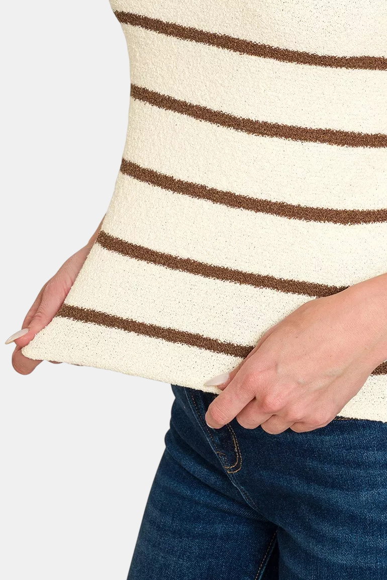 Stripe Sweater Tank / BROWN